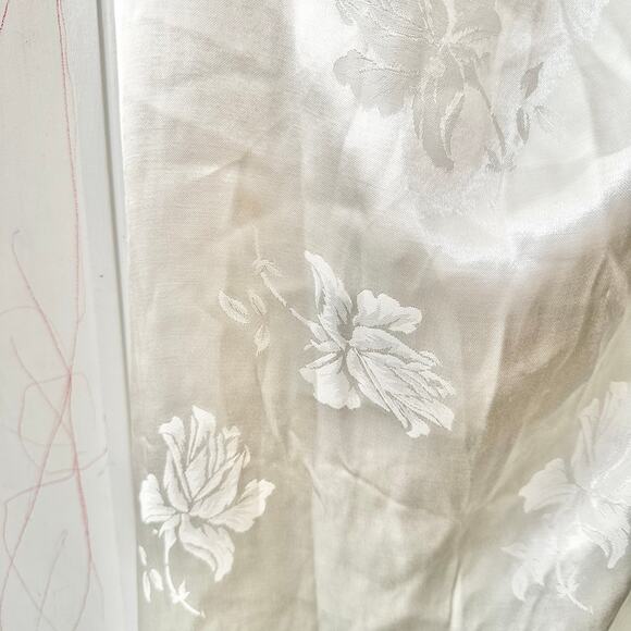 Majorelle Ivory White Averie Floral Jacquard Satin Midi Slip Drape Neck Dress XL - Picture 10 of 12